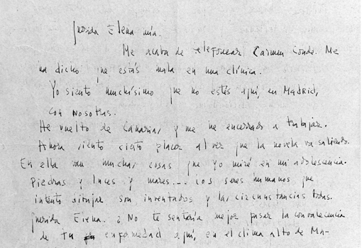 Carta de Carmen Laforet a Elena Fortún